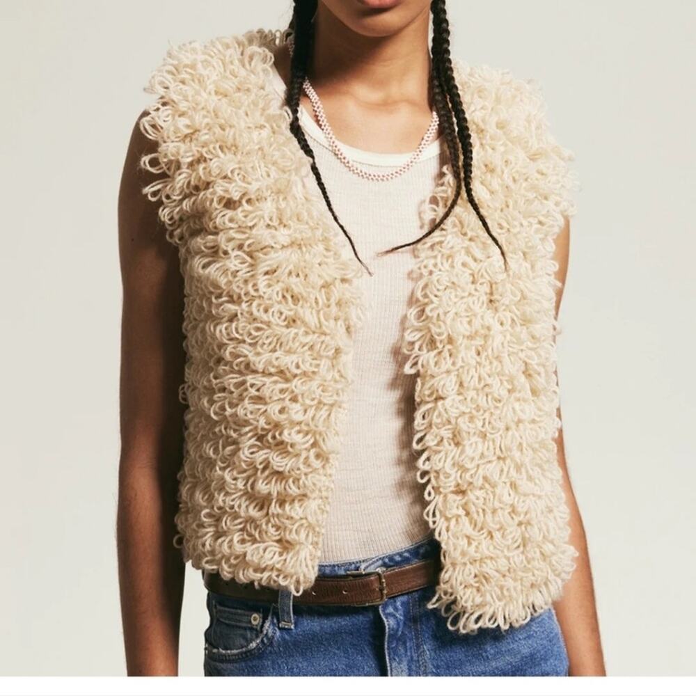 Artisan Cream Textured Vest With Open Front - image 1